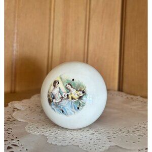 Vintage Hand-Painted Ceramic French Ladies Shaker Vanity Victorian Decor